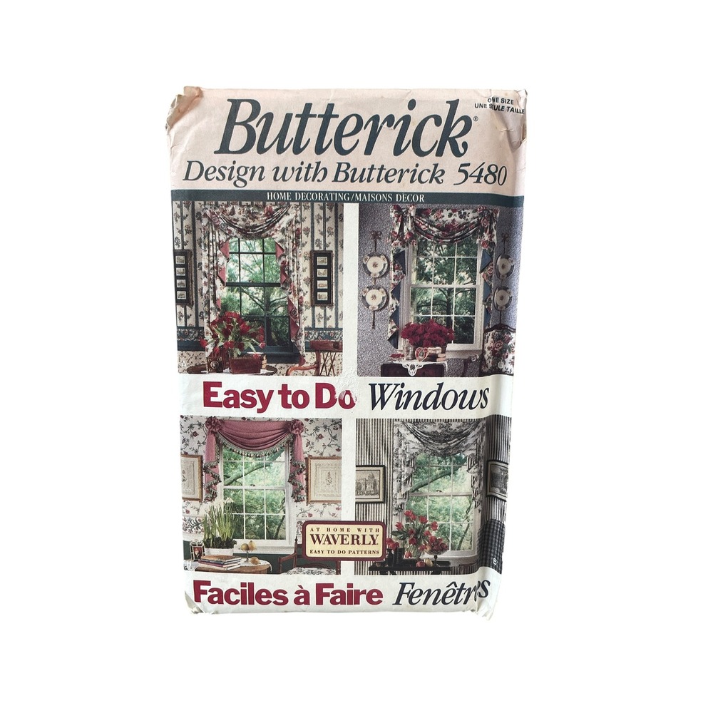 Butterick Sewing Pattern‎ 5480 Easy to Do Windows Swags Jabots Bows UNCUT